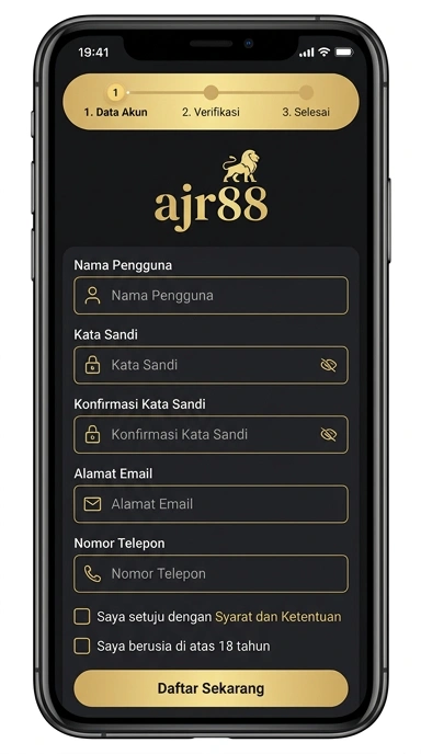 Tampilan halaman daftar ajr88