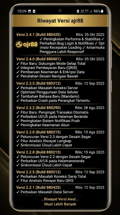 Tampilan riwayat versi ajr88