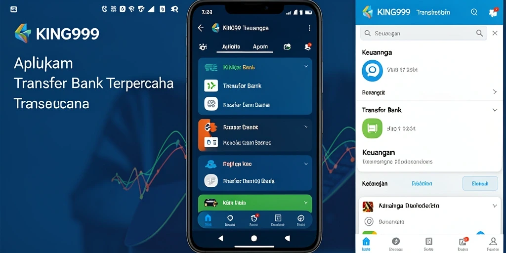 Screenshot antarmuka aplikasi KING999 yang menunjukkan fitur Transfer Bank.