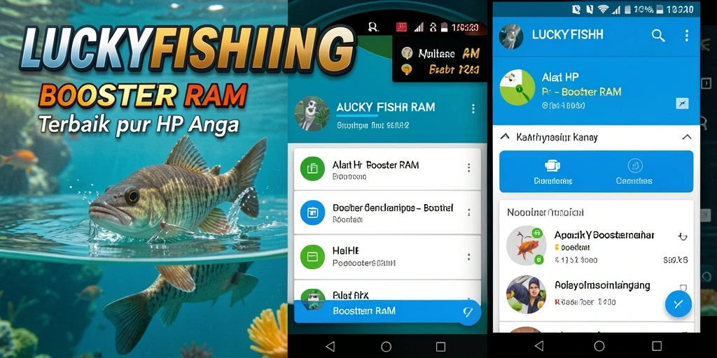 Tampilan antarmuka aplikasi Booster RAM LUCKYFISHING yang sederhana dan efisien.